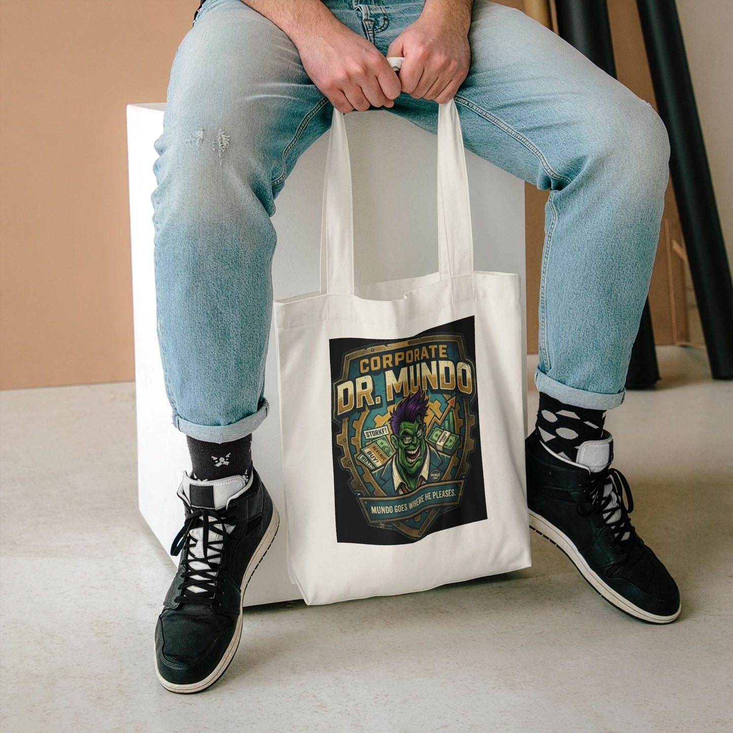 Tote Bag — "Corporate Dr. Mundo" Gamer Tote with Humorous League of Legends Design