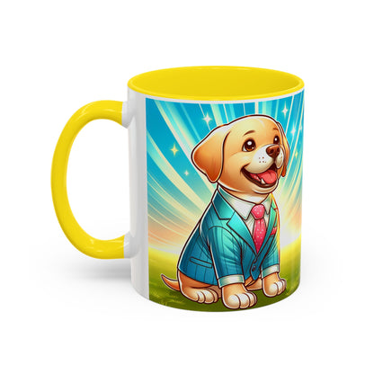 Joyful Dog in Suit Accent Coffee Mug - Perfect Gift for Dog Lovers