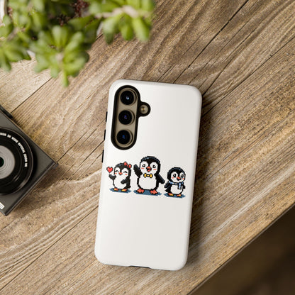 Penguin Pixel Trio Phone Case — Cute Retro 8‑Bit Penguin Family Protective Cover