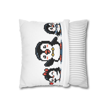 Pixel Penguin Family Pillowcase — Cute Retro 8‑Bit Throw Pillow Cover