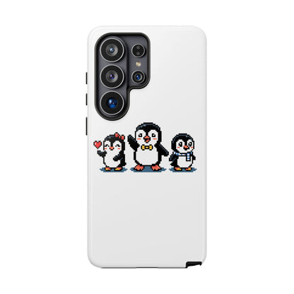 Penguin Pixel Trio Phone Case — Cute Retro 8‑Bit Penguin Family Protective Cover