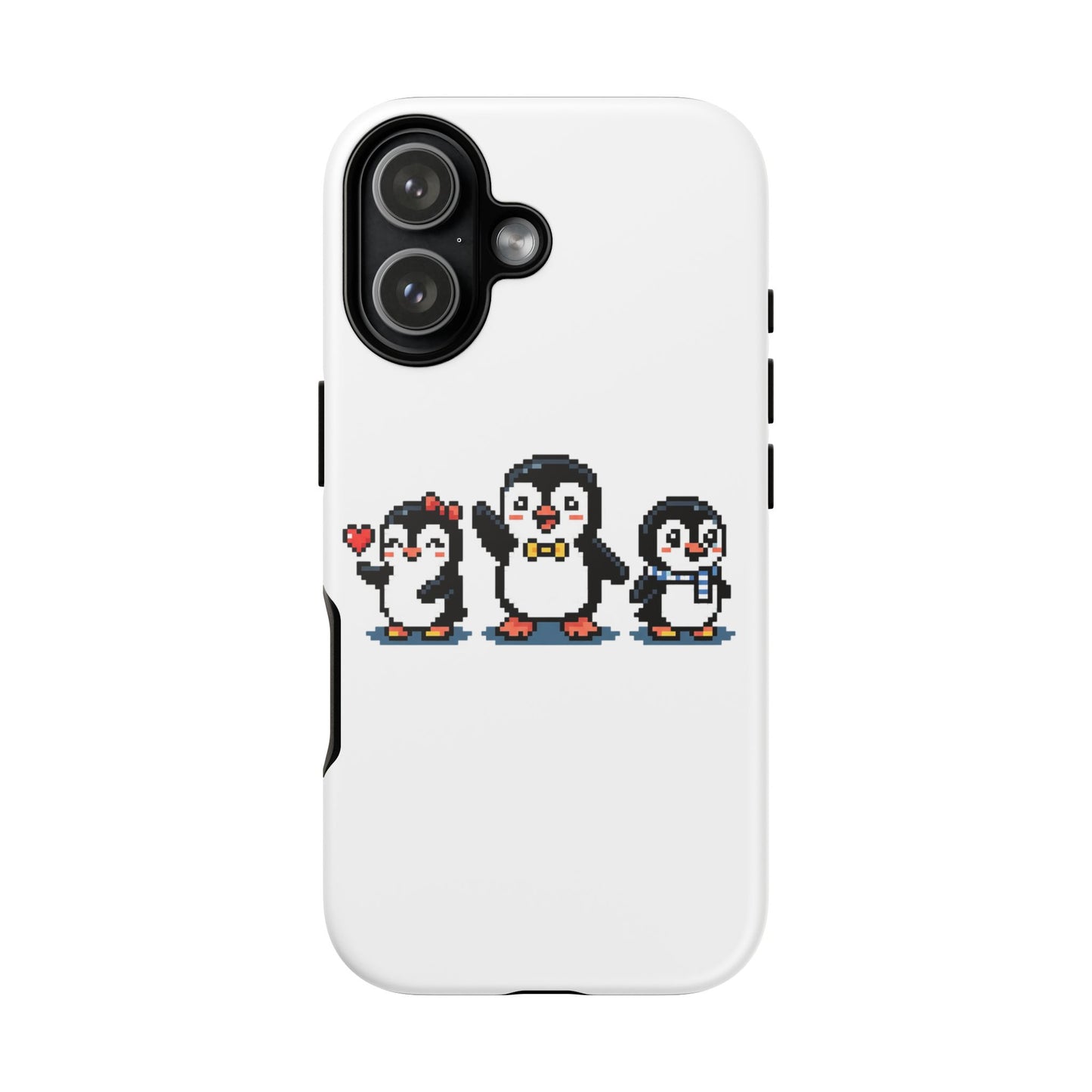 Penguin Pixel Trio Phone Case — Cute Retro 8‑Bit Penguin Family Protective Cover