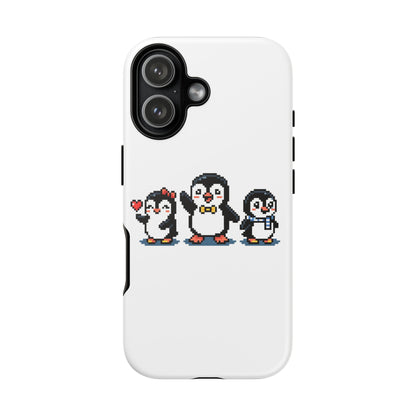 Penguin Pixel Trio Phone Case — Cute Retro 8‑Bit Penguin Family Protective Cover