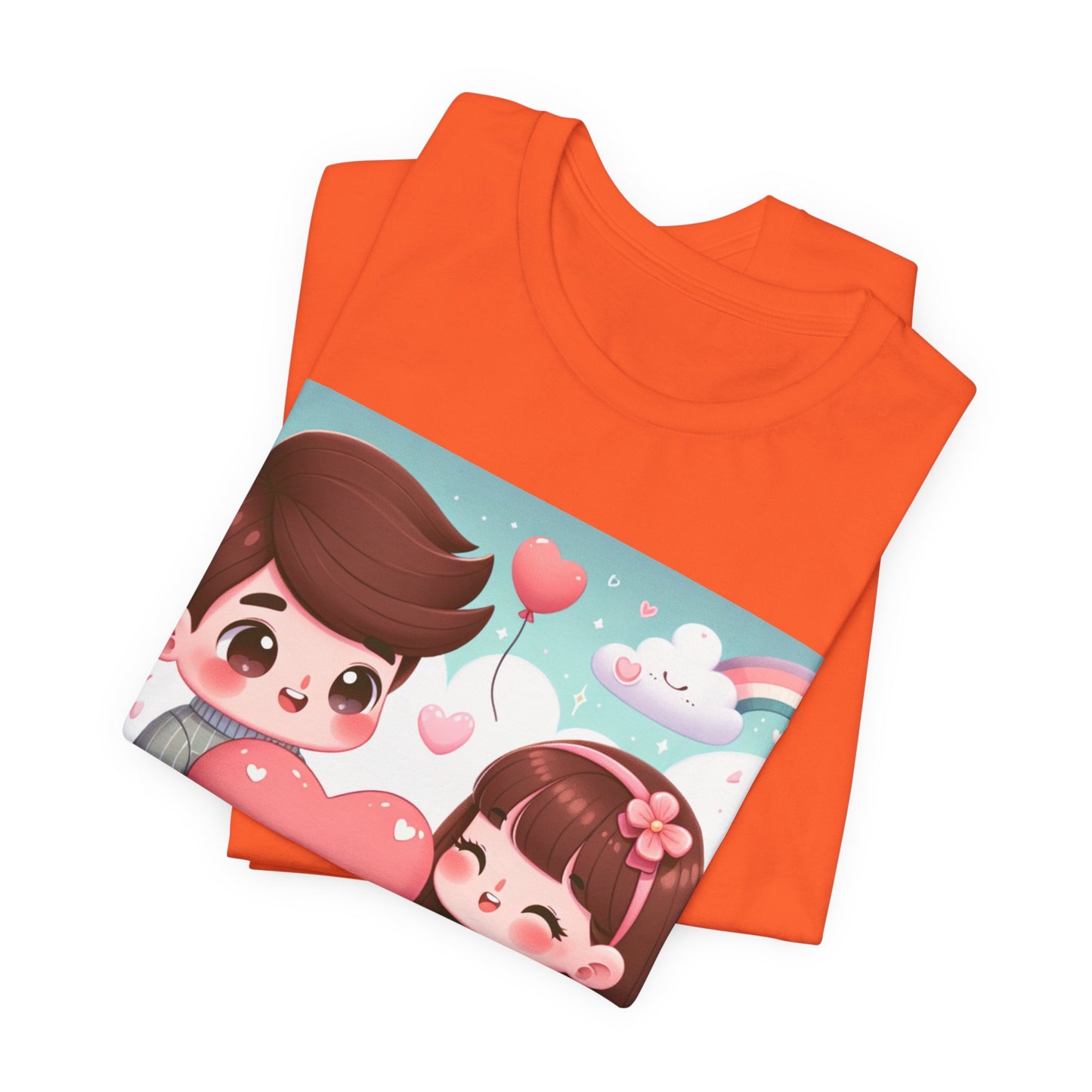 Cute Couple Heart Graphic Tee - Valentine Kawaii Love T-Shirt
