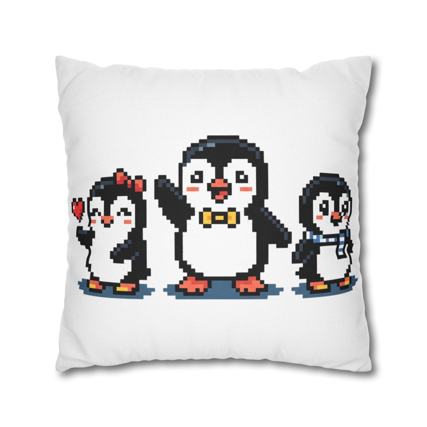 Pixel Penguin Family Pillowcase — Cute Retro 8‑Bit Throw Pillow Cover