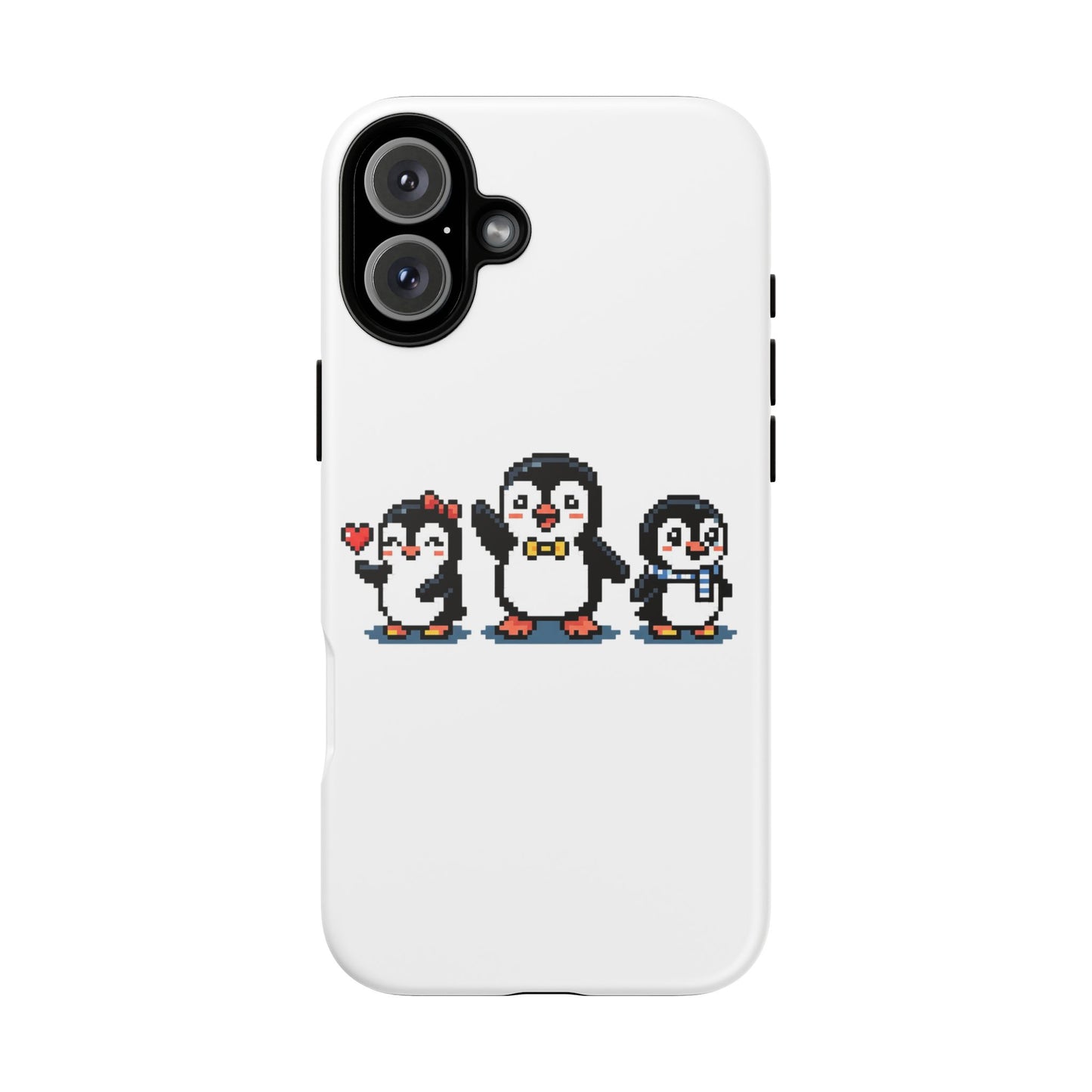 Penguin Pixel Trio Phone Case — Cute Retro 8‑Bit Penguin Family Protective Cover