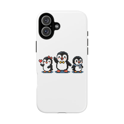 Penguin Pixel Trio Phone Case — Cute Retro 8‑Bit Penguin Family Protective Cover