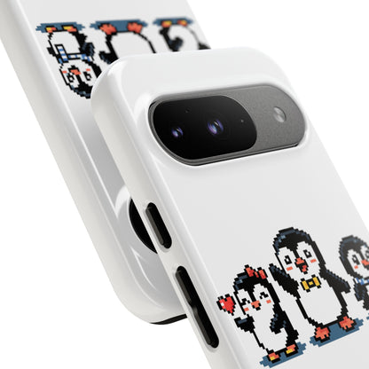 Penguin Pixel Trio Phone Case — Cute Retro 8‑Bit Penguin Family Protective Cover