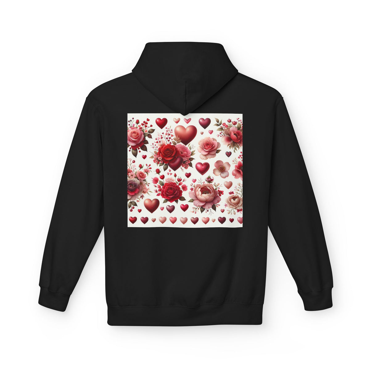 Heart & Rose Pattern Hoodie — Romantic Floral Valentine Pullover