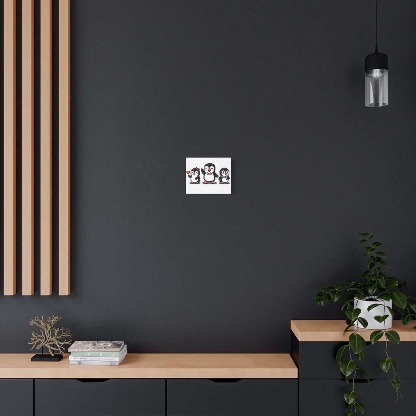 Pixel Penguin Family Canvas — Cute Retro 8‑Bit Wall Art