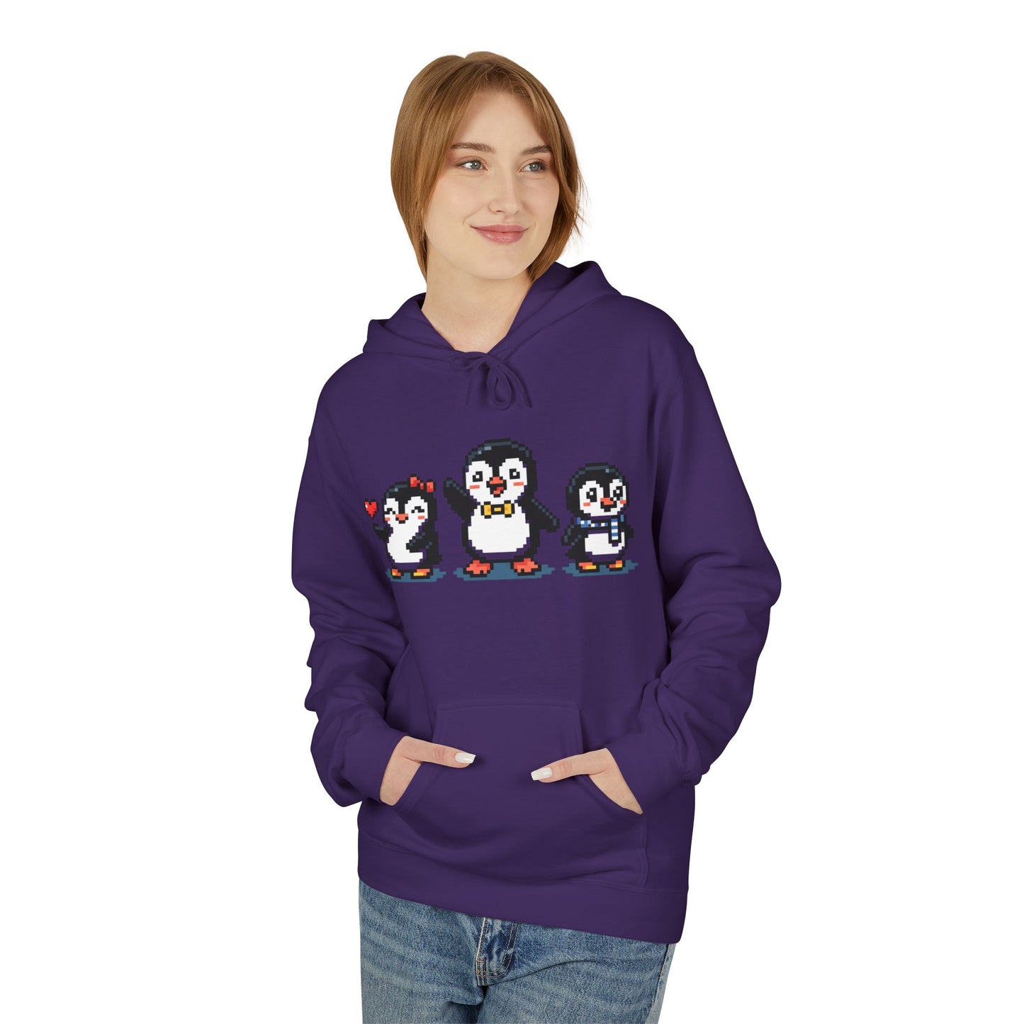 Pixel Penguin Hoodie — Cute Retro 8-Bit Penguin Family Pullover