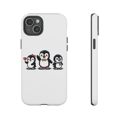 Penguin Pixel Trio Phone Case — Cute Retro 8‑Bit Penguin Family Protective Cover