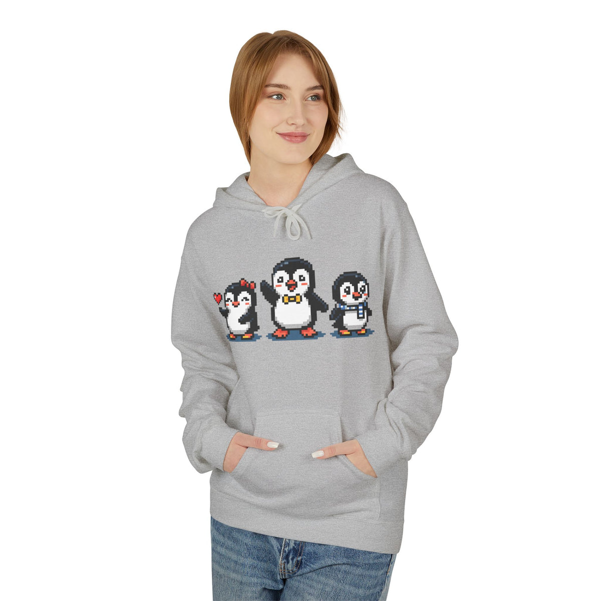 Pixel Penguin Hoodie — Cute Retro 8-Bit Penguin Family Pullover