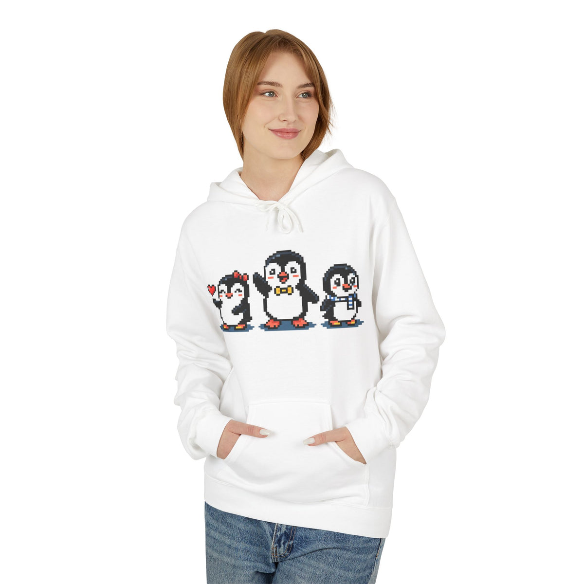 Pixel Penguin Hoodie — Cute Retro 8-Bit Penguin Family Pullover