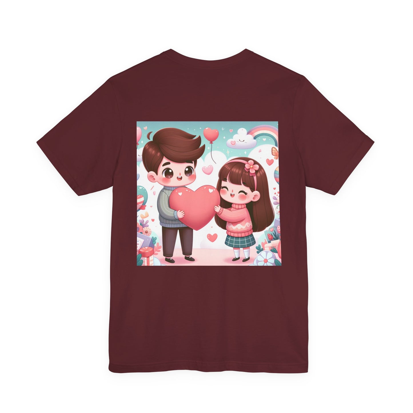 Cute Couple Heart Graphic Tee - Valentine Kawaii Love T-Shirt