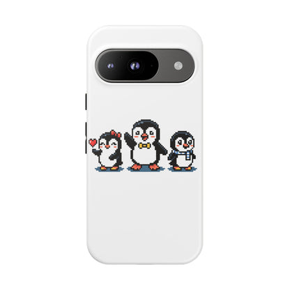Penguin Pixel Trio Phone Case — Cute Retro 8‑Bit Penguin Family Protective Cover