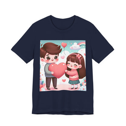 Cute Couple Heart Graphic Tee - Valentine Kawaii Love T-Shirt