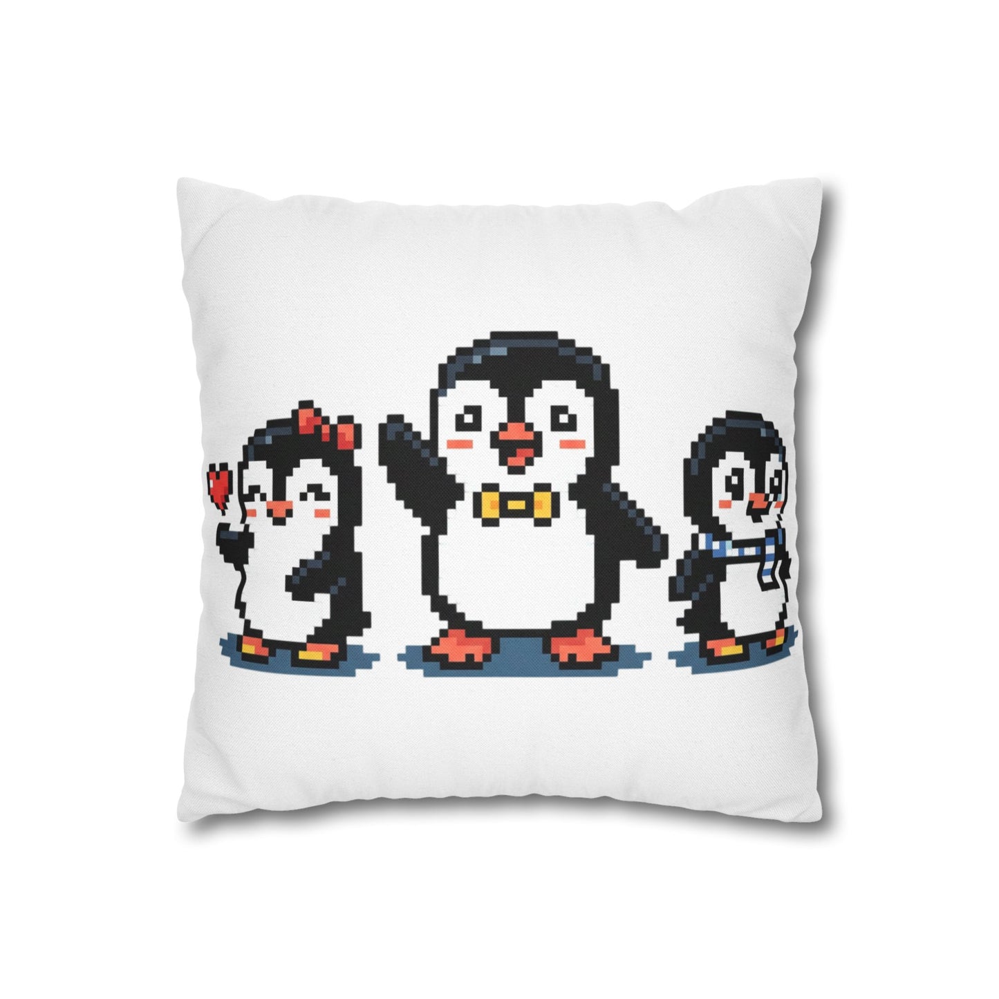 Pixel Penguin Family Pillowcase — Cute Retro 8‑Bit Throw Pillow Cover