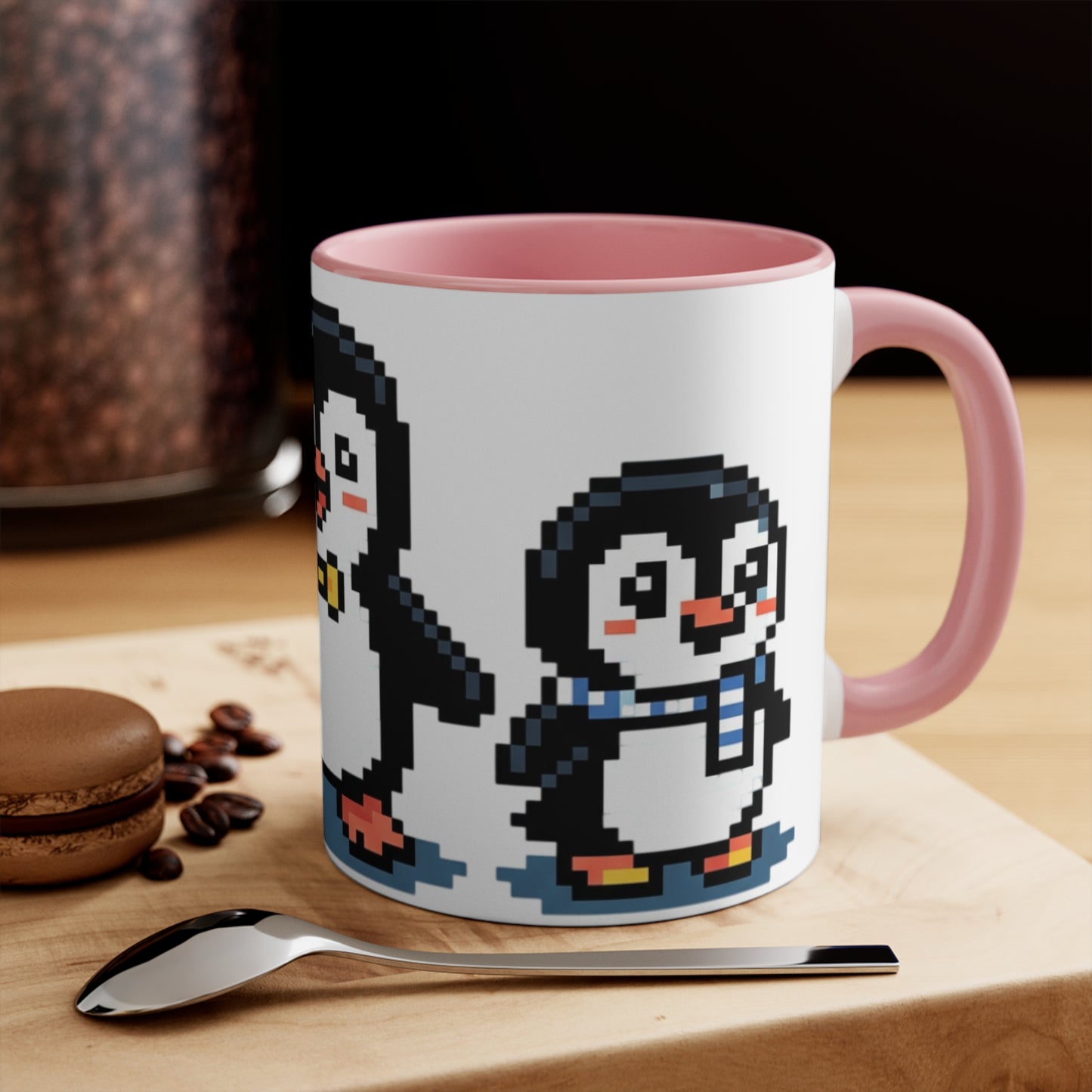 Pixel Penguin Accent Mug — Cute 8‑Bit Penguin Couple 11oz Coffee Cup