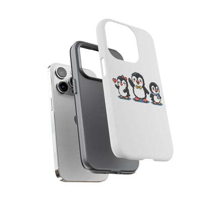 Penguin Pixel Trio Phone Case — Cute Retro 8‑Bit Penguin Family Protective Cover