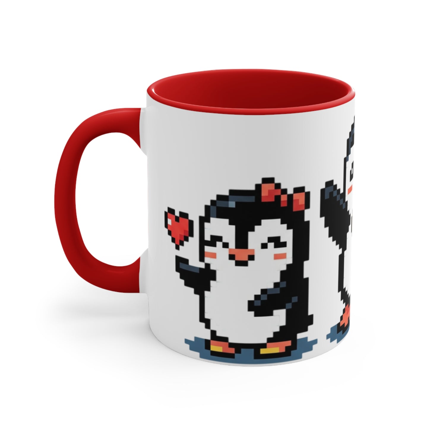 Pixel Penguin Accent Mug — Cute 8‑Bit Penguin Couple 11oz Coffee Cup