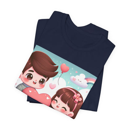 Cute Couple Heart Graphic Tee - Valentine Kawaii Love T-Shirt