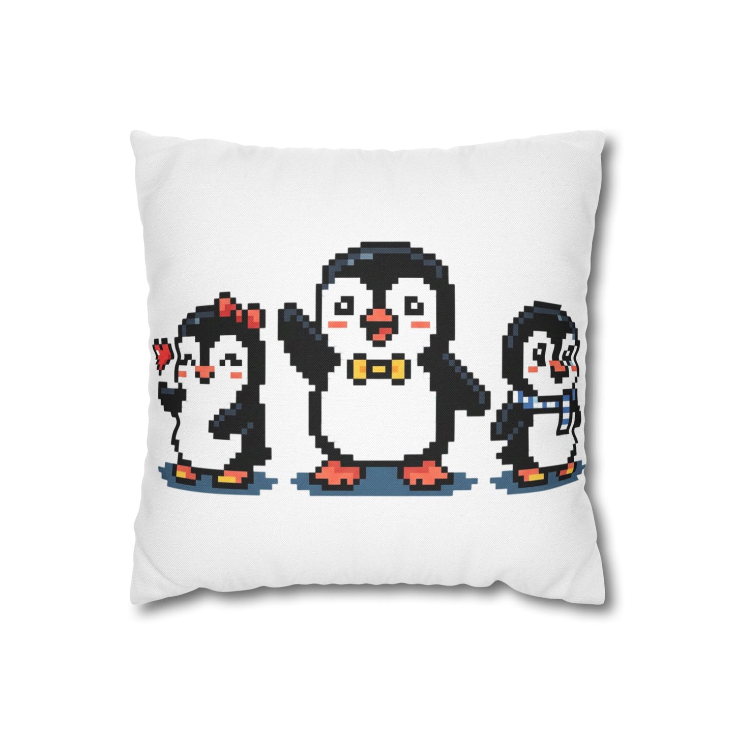 Pixel Penguin Family Pillowcase — Cute Retro 8‑Bit Throw Pillow Cover