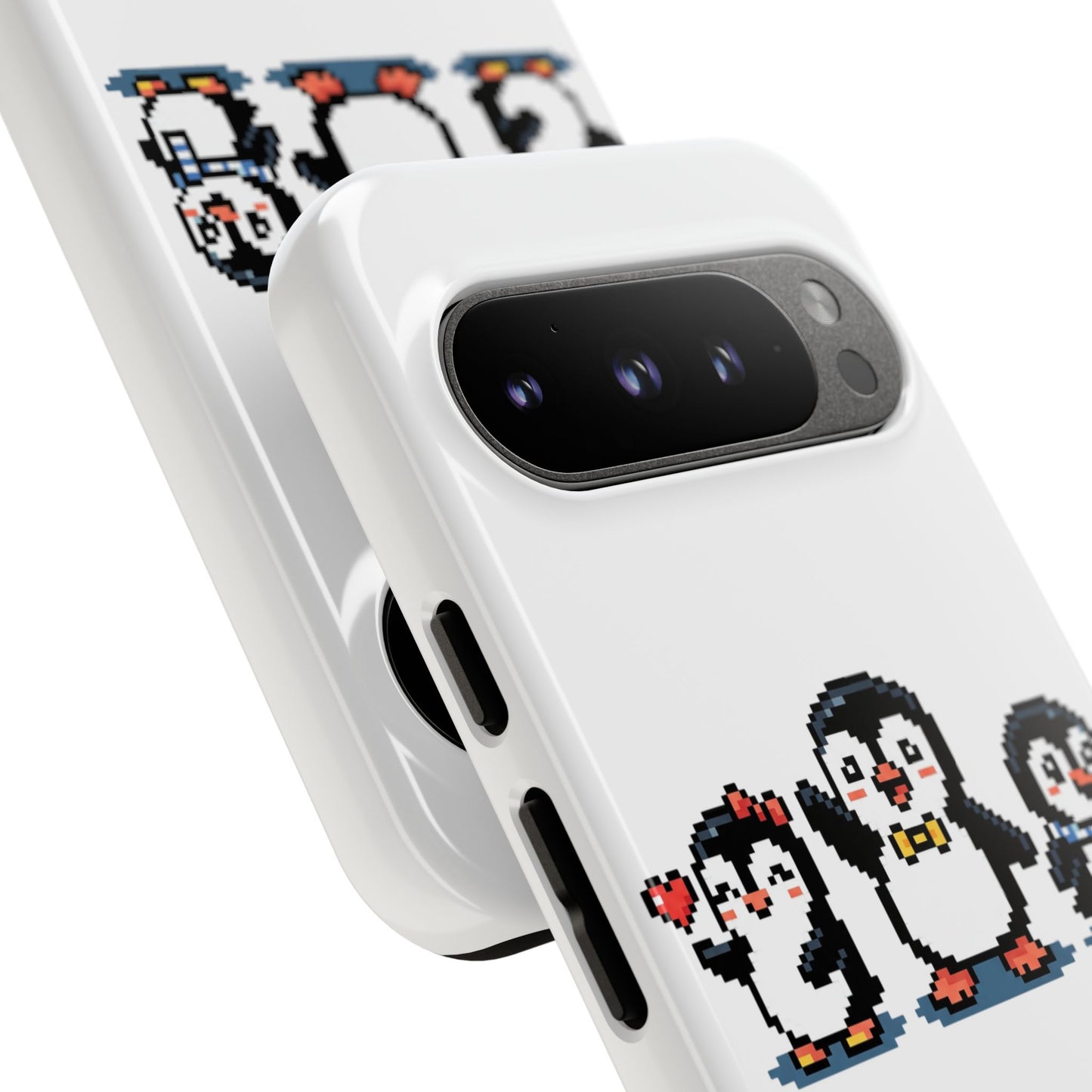 Penguin Pixel Trio Phone Case — Cute Retro 8‑Bit Penguin Family Protective Cover