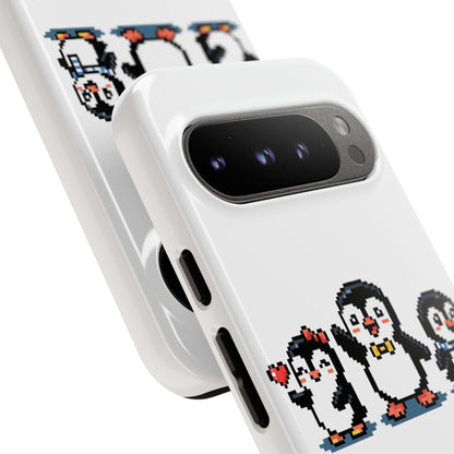 Penguin Pixel Trio Phone Case — Cute Retro 8‑Bit Penguin Family Protective Cover