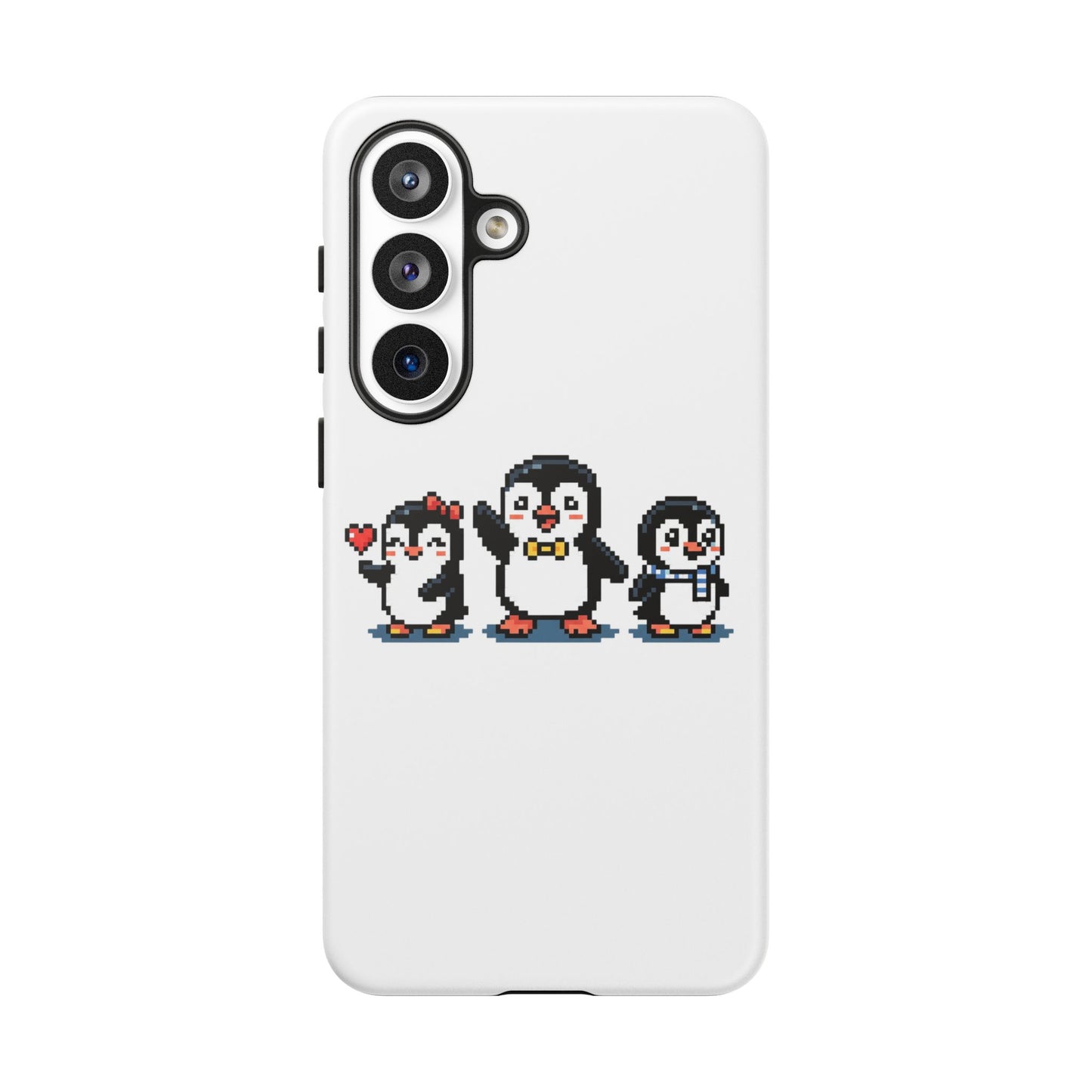 Penguin Pixel Trio Phone Case — Cute Retro 8‑Bit Penguin Family Protective Cover