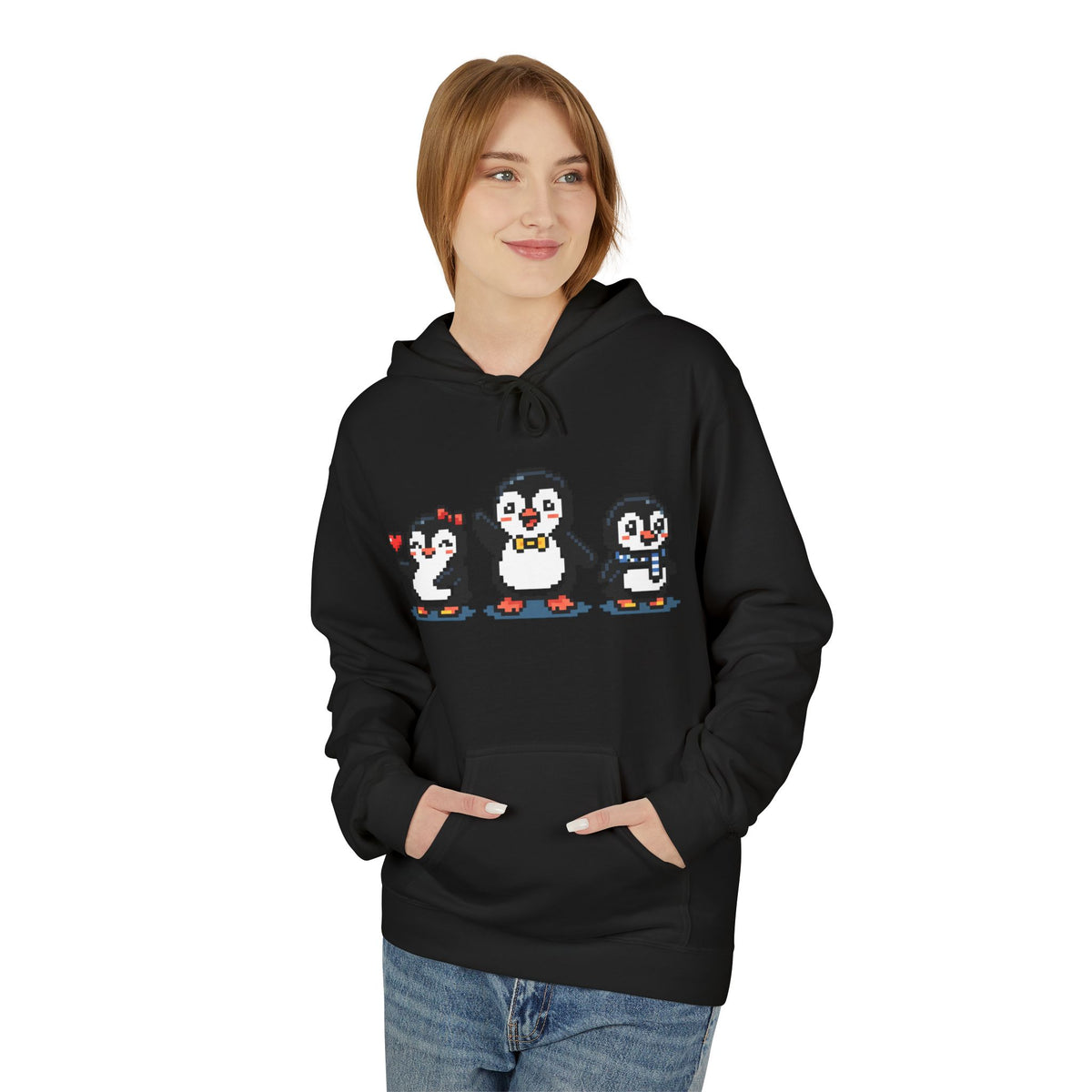 Pixel Penguin Hoodie — Cute Retro 8-Bit Penguin Family Pullover