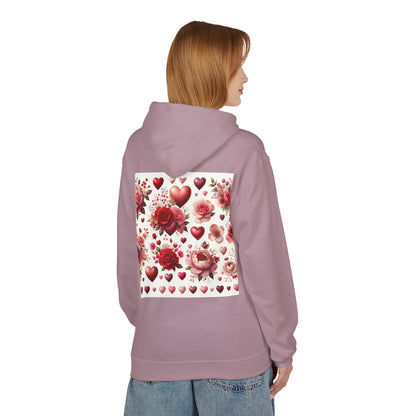 Heart & Rose Pattern Hoodie — Romantic Floral Valentine Pullover