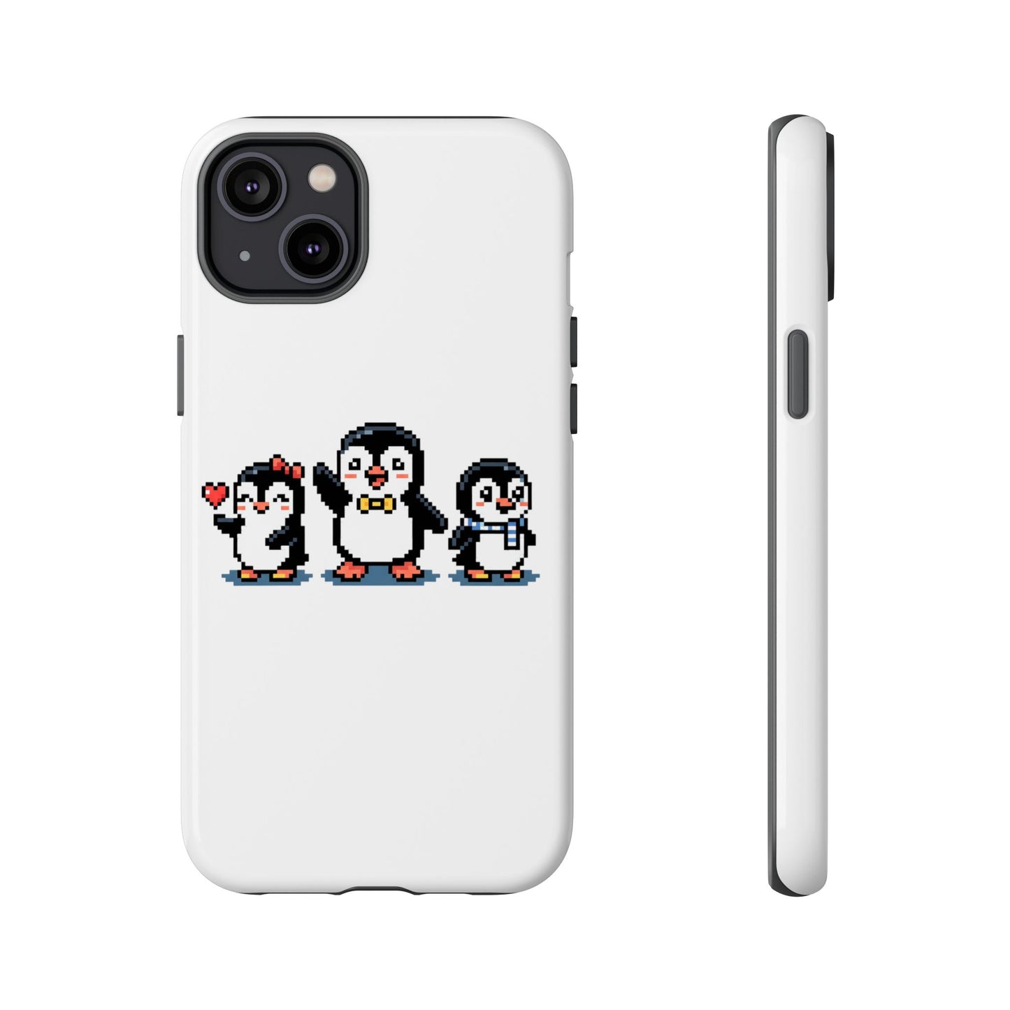 Penguin Pixel Trio Phone Case — Cute Retro 8‑Bit Penguin Family Protective Cover