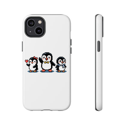 Penguin Pixel Trio Phone Case — Cute Retro 8‑Bit Penguin Family Protective Cover
