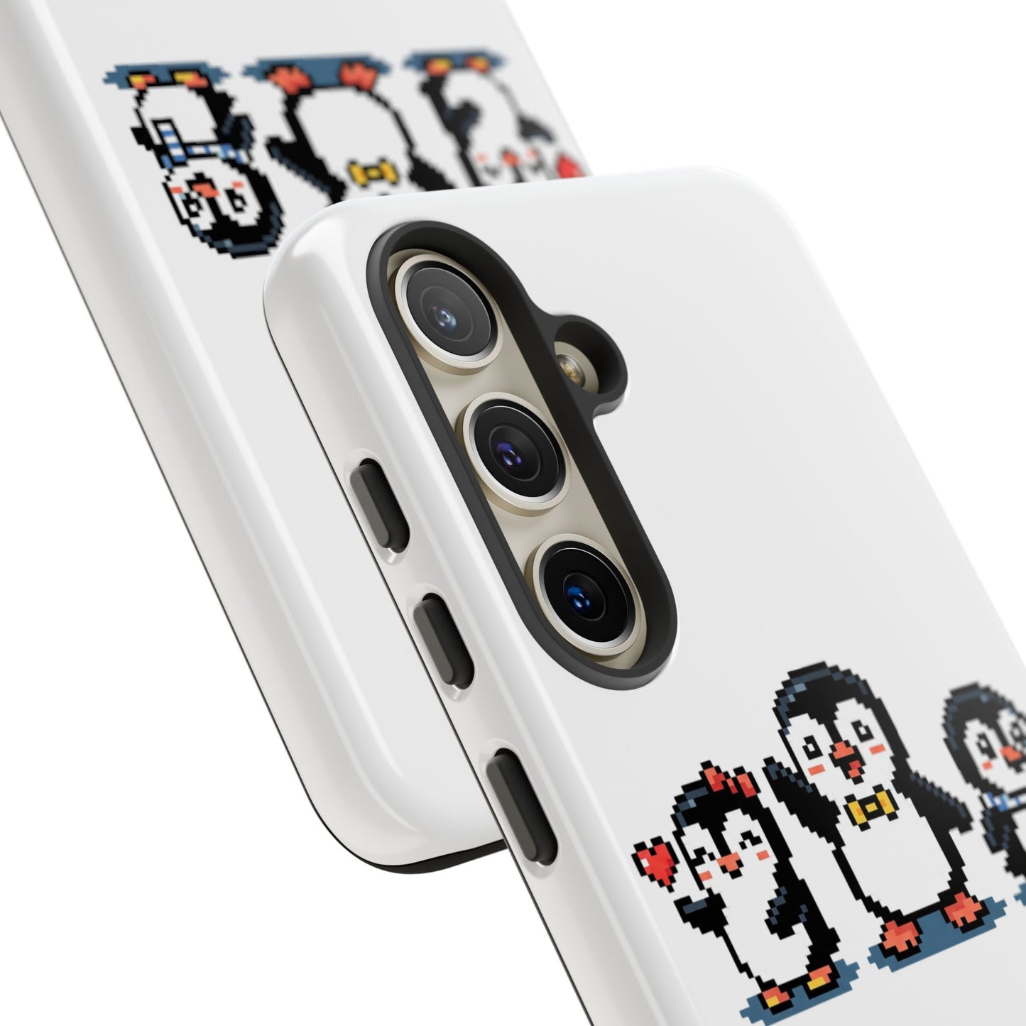 Penguin Pixel Trio Phone Case — Cute Retro 8‑Bit Penguin Family Protective Cover