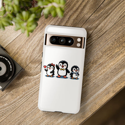 Penguin Pixel Trio Phone Case — Cute Retro 8‑Bit Penguin Family Protective Cover