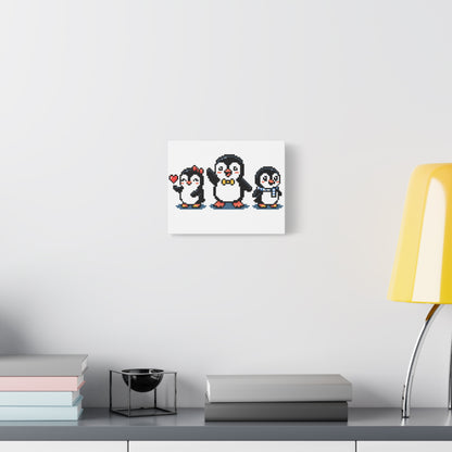 Pixel Penguin Family Canvas — Cute Retro 8‑Bit Wall Art
