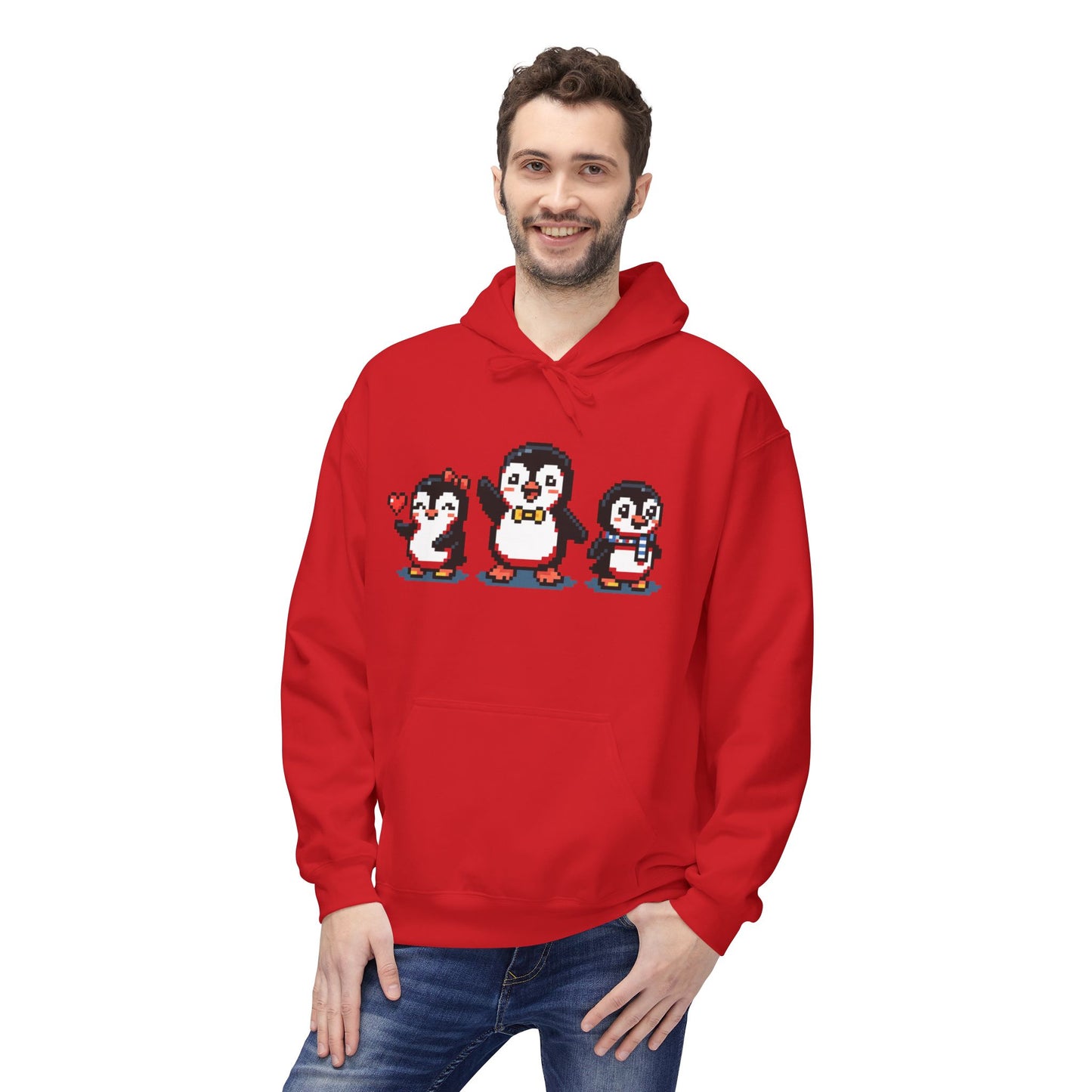 Pixel Penguin Hoodie — Cute Retro 8-Bit Penguin Family Pullover