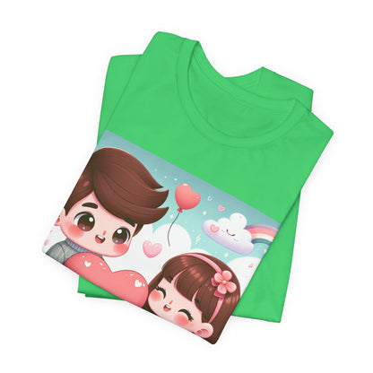 Cute Couple Heart Graphic Tee - Valentine Kawaii Love T-Shirt