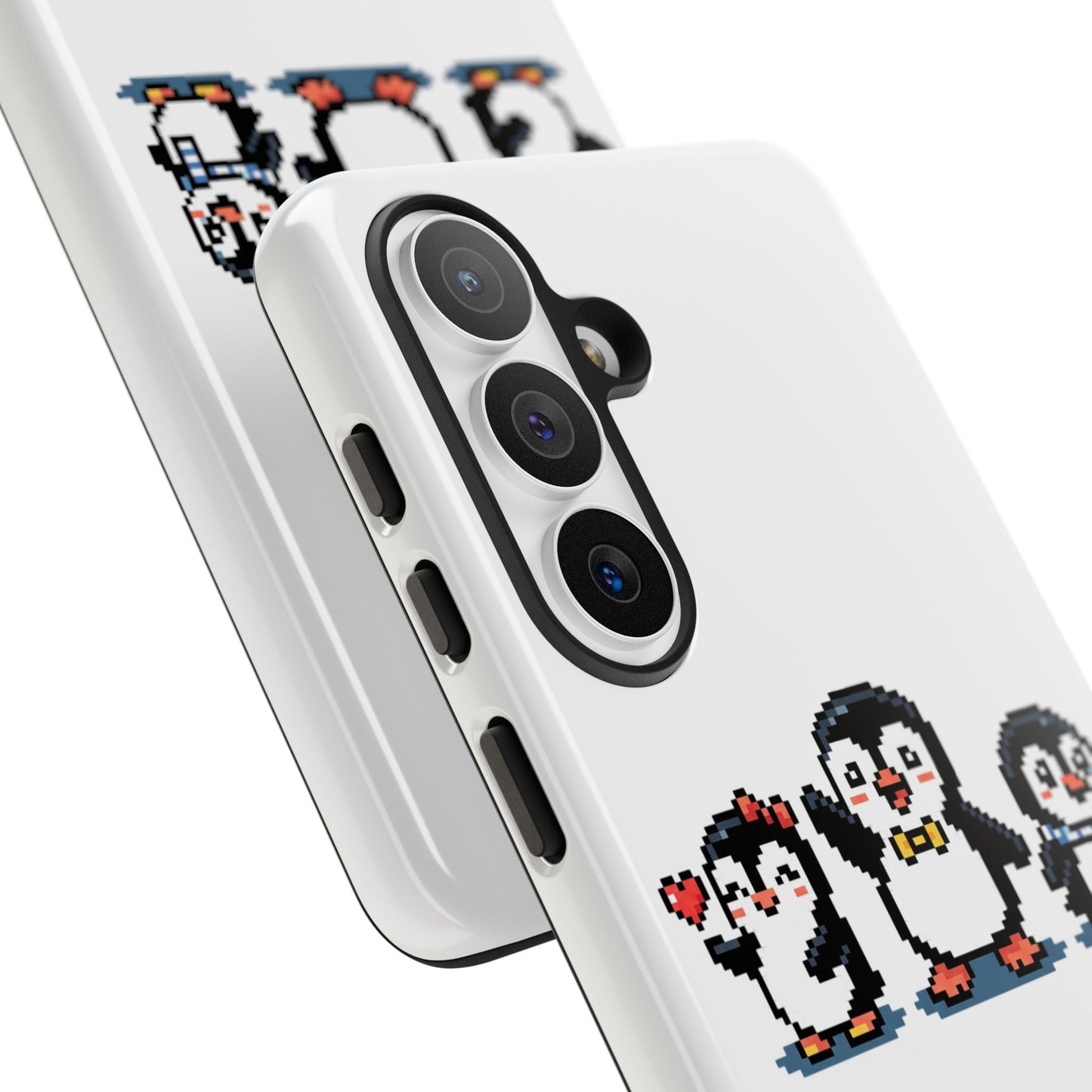 Penguin Pixel Trio Phone Case — Cute Retro 8‑Bit Penguin Family Protective Cover