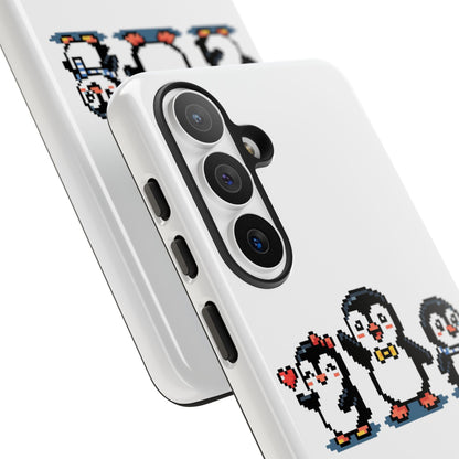 Penguin Pixel Trio Phone Case — Cute Retro 8‑Bit Penguin Family Protective Cover