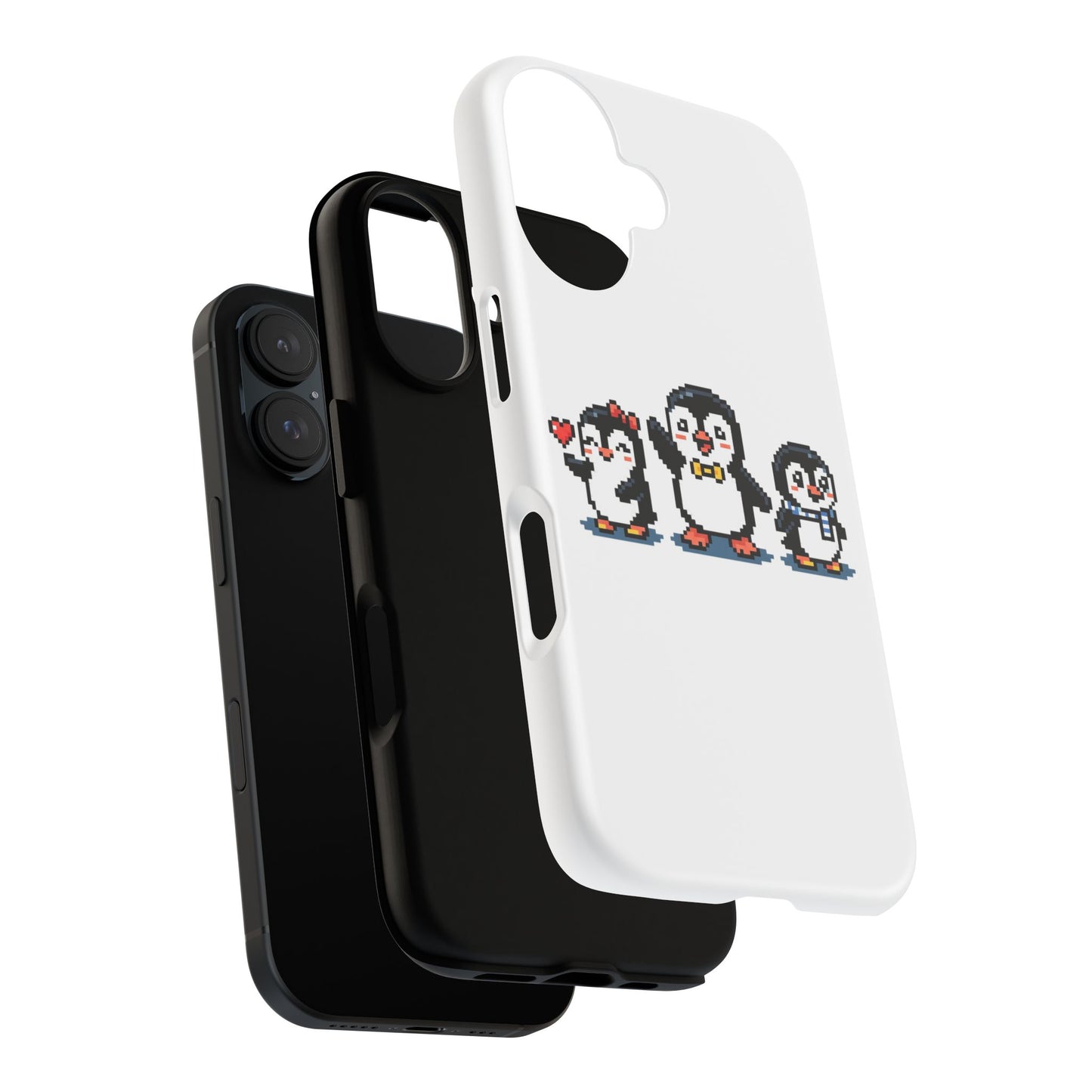 Penguin Pixel Trio Phone Case — Cute Retro 8‑Bit Penguin Family Protective Cover