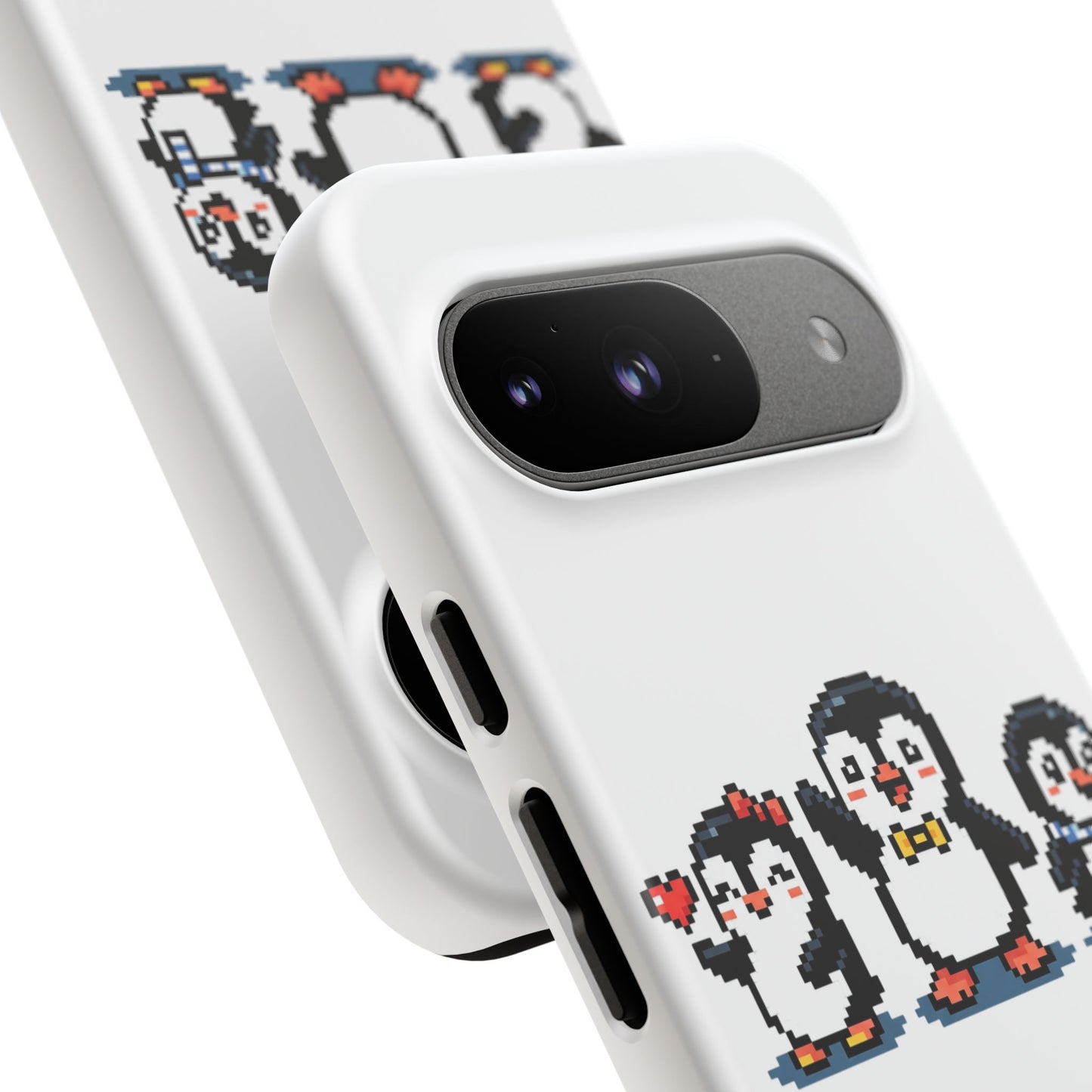 Penguin Pixel Trio Phone Case — Cute Retro 8‑Bit Penguin Family Protective Cover