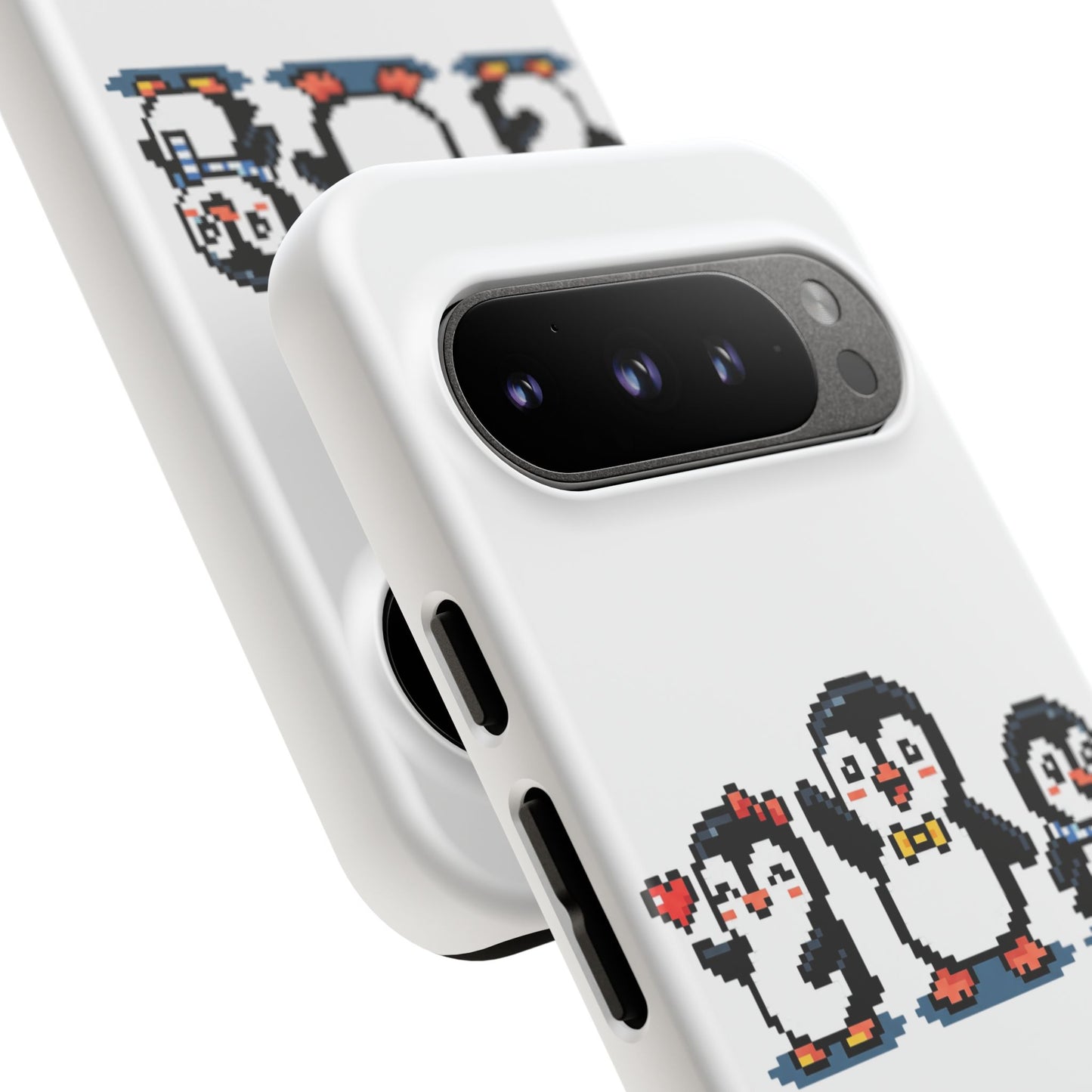 Penguin Pixel Trio Phone Case — Cute Retro 8‑Bit Penguin Family Protective Cover