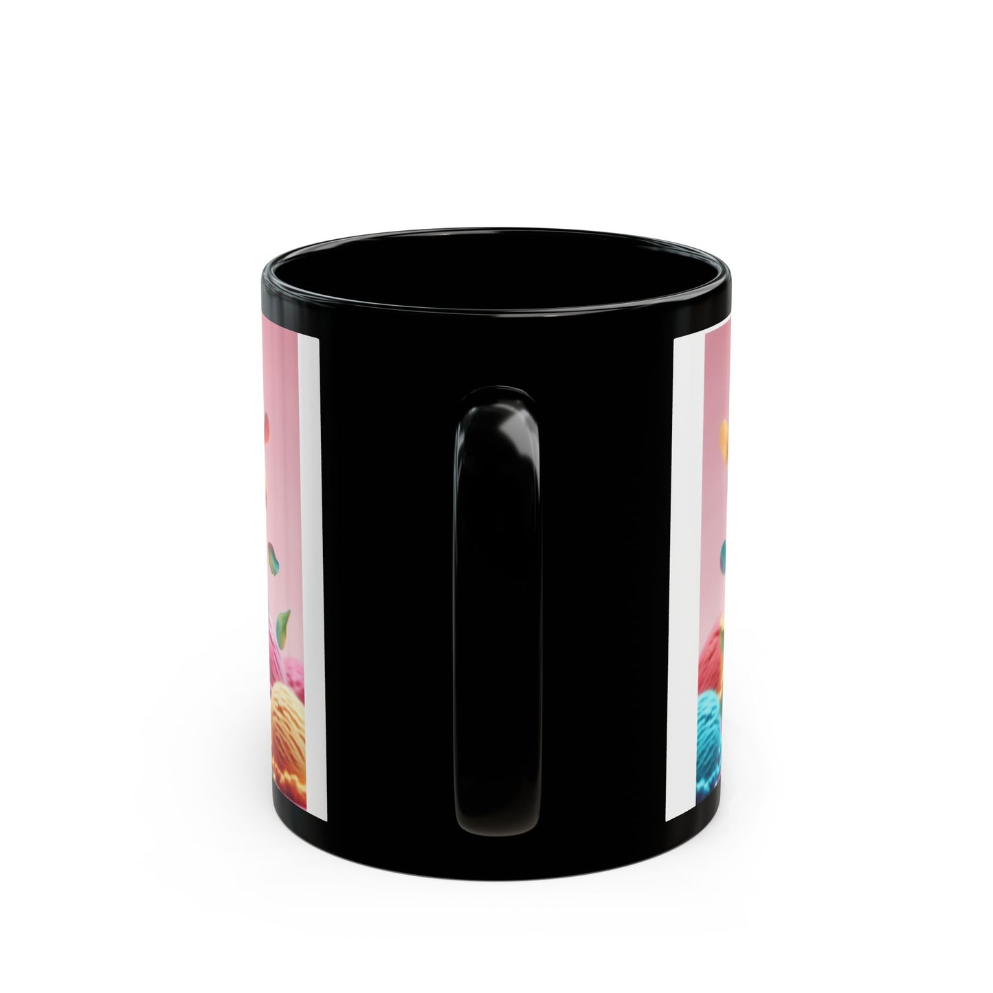 Colorful Ice Cream Black Mug - Perfect for Summer Treats