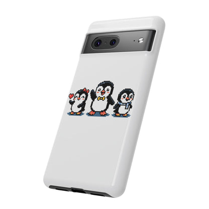 Penguin Pixel Trio Phone Case — Cute Retro 8‑Bit Penguin Family Protective Cover