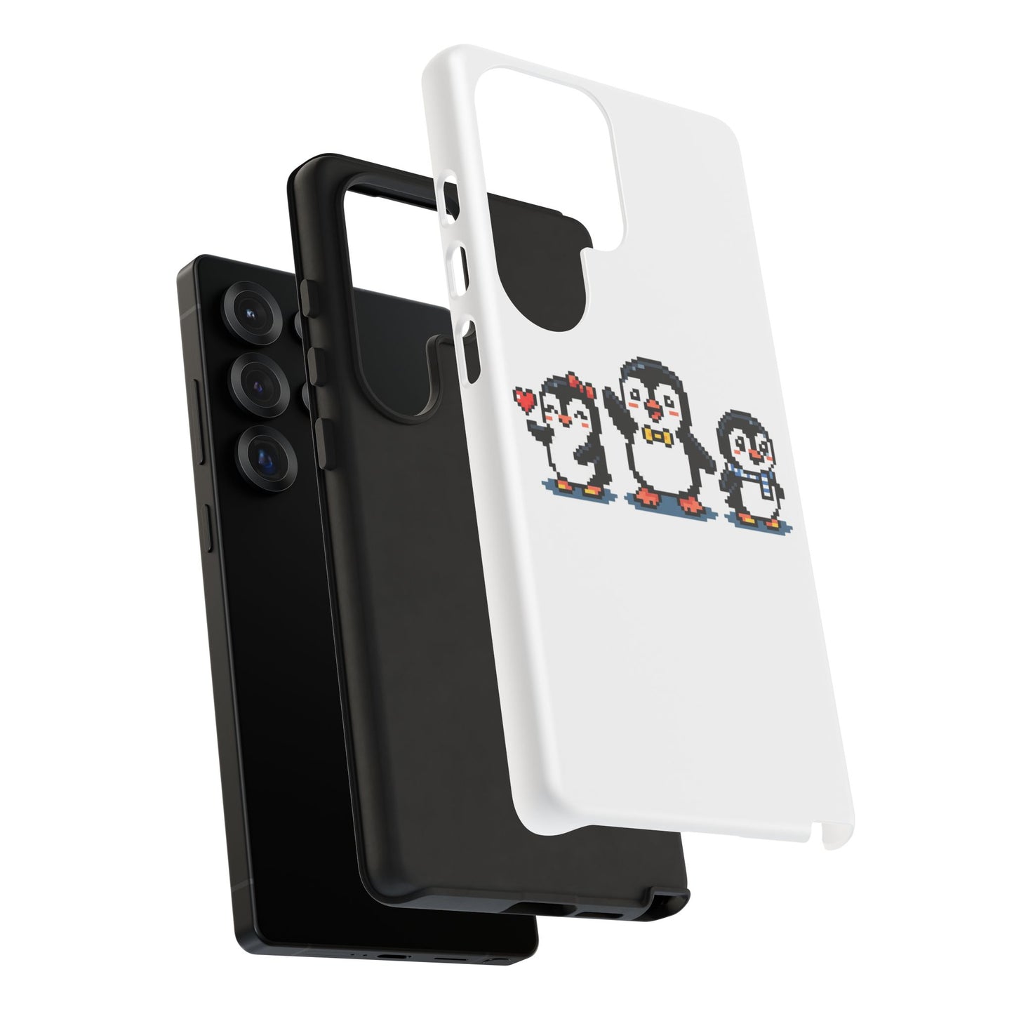Penguin Pixel Trio Phone Case — Cute Retro 8‑Bit Penguin Family Protective Cover