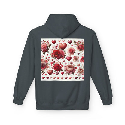 Heart & Rose Pattern Hoodie — Romantic Floral Valentine Pullover