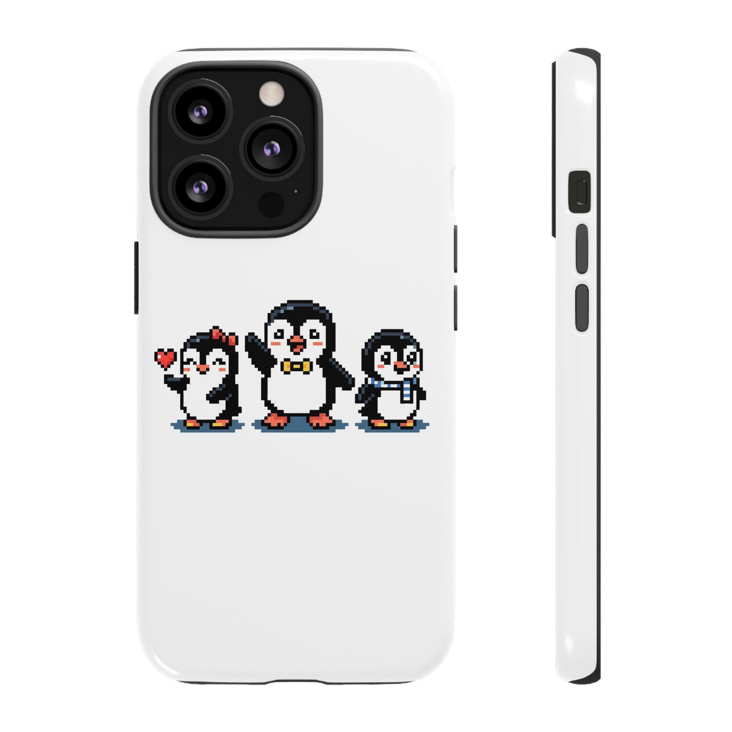 Penguin Pixel Trio Phone Case — Cute Retro 8‑Bit Penguin Family Protective Cover