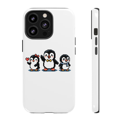 Penguin Pixel Trio Phone Case — Cute Retro 8‑Bit Penguin Family Protective Cover